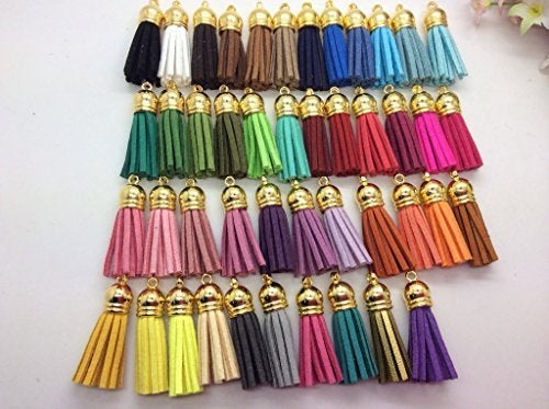 Tassel Charms Tassel Pendants Faux Suede Tassels Assorted Charms Diffuser Pendants Diffuser Charms BULK Charms Wholesale Charms Gold Top 45p