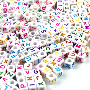 Letter Beads Alphabet Beads White Rainbow Bulk Beads Wholesale Beads 800 pieces 6mm Cube Beads Random Mix