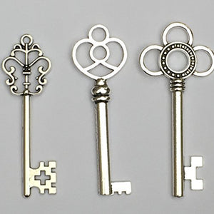 Big Key Pendants Antiqued Silver Keys Skeleton Keys Large Keys Steampunk Keys Silver Pendants Focal Pendants BULK Skeleton Keys 30pcs