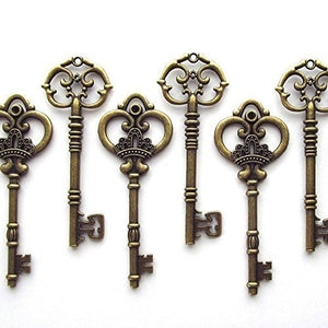Big Keys Large Skeleton Keys Big Key Pendants Antiqued Bronze Keys Steampunk Keys Large Keys 20 pieces BULK Skeleton Keys