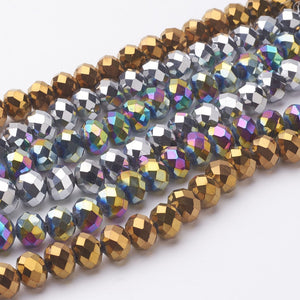 Rondelle Glass Beads Electroplated Metallic Rondelles Abacus Beads 8x6 Rondelles Assorted Beads Lot BULK Beads Wholesale Beads 720pcs