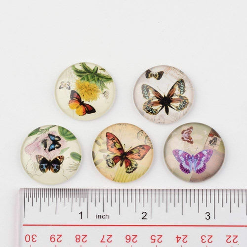 Glass Cabochons Round Glass Cabochons Assorted Cabochons 25mm Cabochons Butterfly Print Cabochons Domed Cabochons Wholesale Cabochons 50pcs