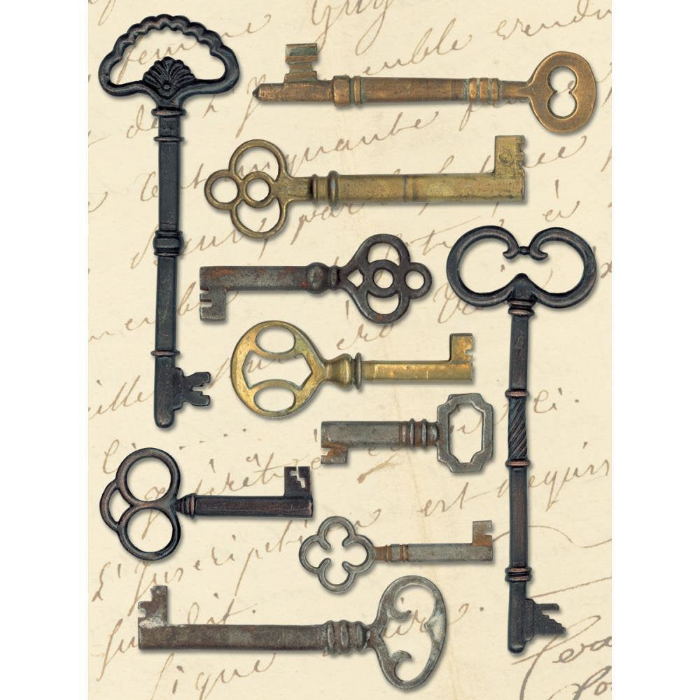 Metal Key Stickers Key Embellishments Scrapbooking Hardware Findings Assorted Skeleton Keys Metal Keys Set of 10