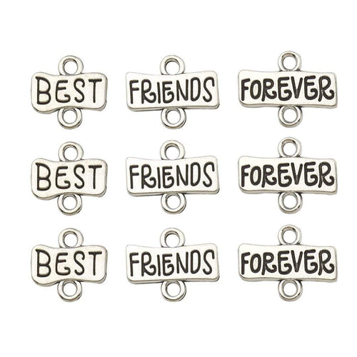 Best Friends Charms Best Friends Forever Connector Charms Connector Pendants Link Charms Antiqued Silver Word Charms BULK Charms 90pcs