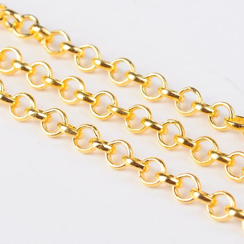 Bulk Chain Shiny Gold Chain For Necklaces Gold Rolo Chain Wholesale Chain Link Chain 20 feet