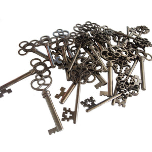 Bulk Skeleton Keys Wholesale Key Pendants Black Gunmetal Keys Big Keys Large Keys 2 Inch Keys 2" to 2.4" Black Keys 30pcs
