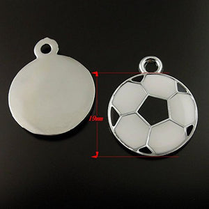 Soccer Ball Charms Silver Enamel Pendants Sports Findings BULK Wholesale 19mm 20pcs