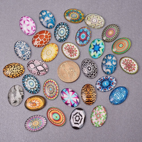 Oval Glass Cabochons Flatbacks 25x18 Cabochons Flat Back Ovals BULK Cabochons Wholesale Supplies 100pcs