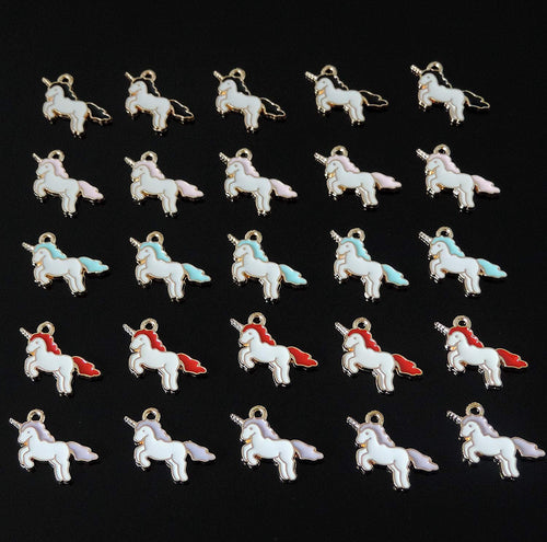 Unicorn Charms Unicorn Pendants Enamel Unicorn Enamel Charms BULK Charms Gold Charms Gold Enamel Charms Fairy Tale Charms Wholesale 50pcs