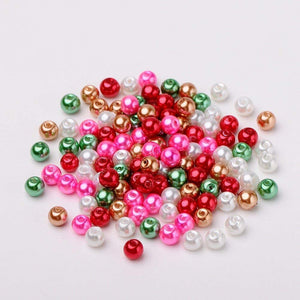 Christmas Beads Mix Glass Pearls Glass Pearl Beads Glass Beads Round Glass Pearls Assorted Beads Bulk Beads Wholesale Beads 6mm Beads 200pcs