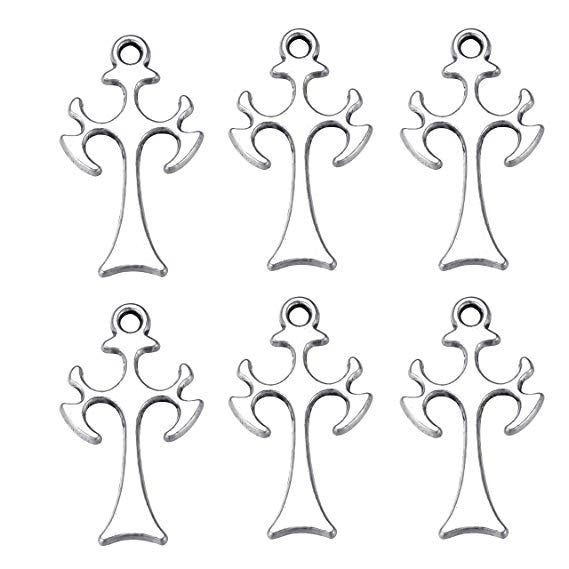 Cross Charms Catholic Cross Silver Cross Charms Religious Charms Christian Charms Christian Cross Bulk Charms Wholesale Unique Cross 60pc