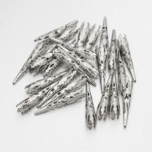 Cone Bead Caps Antiqued Silver Bead Caps Long Beads Caps Bulk Bead Caps Wholesale Findings Filigree Bead Caps Bead Cones 50pcs 42mm