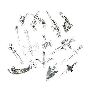 Weapon Charms Antiqued Silver Weapon Pendants Gun Charms Knife Charms Sword Charms Arrow Charms Assorted Charms Set BULK Charms Wholesale 42