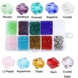 Bulk Beads 4mm Bicone Beads Assorted Colors Birthstone Beads Faceted Glass Beads 1000 pieces Wholesale Beads