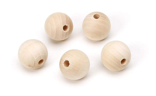 Unfinished Round Wood Beads 20mm Bubblegum Style Sold per pkg of 30