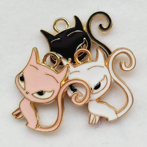 Black Cat Charms Enamel Charms Set Gold Charms BULK Charms Wholesale Charms Enamel Cat Charms Black Cat Pendants 48pcs