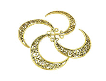 Load image into Gallery viewer, Moon Charms Moon Pendants Set Antiqued Gold Moon Charms Gold Moon Pendants Crescent Moon Charms Filigree BULK Charms Wholesale Charms 50pcs