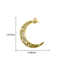 Load image into Gallery viewer, Moon Charms Moon Pendants Set Antiqued Gold Moon Charms Gold Moon Pendants Crescent Moon Charms Filigree BULK Charms Wholesale Charms 50pcs