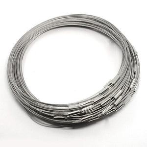 Necklace Wires Wire Necklaces Chokers Silver Cord Silver Neck Wires Wholesale Necklace Making Steel 20pcs 17.5"