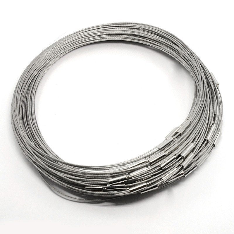 Necklace Wires Wire Necklaces Chokers Silver Cord Silver Neck Wires Wholesale Necklace Making Steel 20pcs 17.5