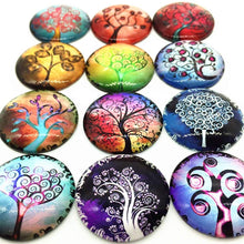 Load image into Gallery viewer, Tree Photo Glass Cabochons Domed Glass Flatbacks Tree Cabochons Tree of Life Flat Backs 25mm Glass Cabochons Round Glass Cabochon 12pcs