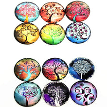 Load image into Gallery viewer, Tree Photo Glass Cabochons Domed Glass Flatbacks Tree Cabochons Tree of Life Flat Backs 25mm Glass Cabochons Round Glass Cabochon 12pcs