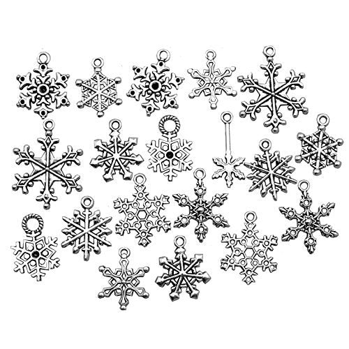 Snowflake Charms Christmas Charms Snowflake Pendants Antiqued Silver Snowflake Charms Winter Charms Snow Charms Bulk Charms 80 pieces