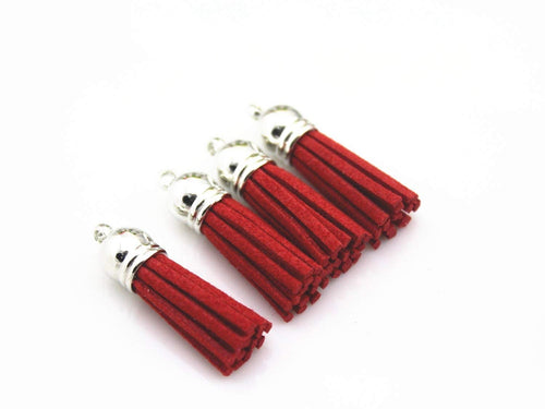 Tassel Charms Tassel Pendants Tassel Kit Faux Suede Tassels Dark Red Tassels Diffuser Pendants Diffuser Charms BULK Charms 40pcs 1.5