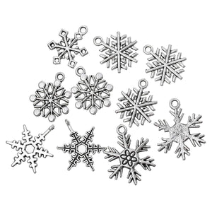 Snowflake Charms Snowflake Pendants Antiqued Silver Winter Charms Silver Snowflake Charms Christmas Charms BULK Charms Wholesale Charms 50pc