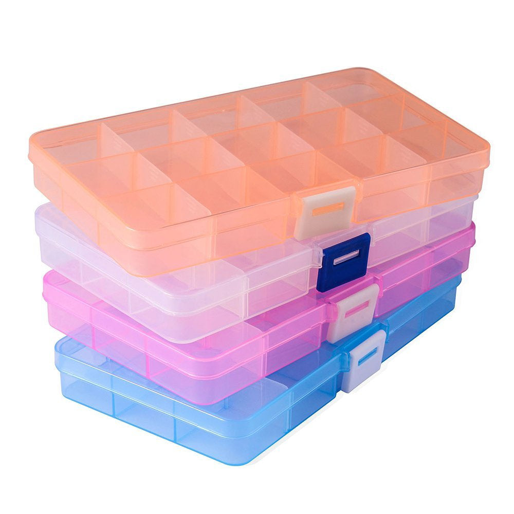 Jewelry Storage Boxes Jewelry Supply Storage Containers Assorted Colors Bead Storage Box Jewelry Making Supplies BULK 4 pack