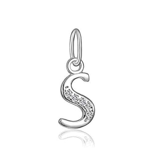 Alphabet Charm Alphabet Pendant Sterling Silver Letter Charm Initial Charm Letter S Charm Rhinestone Initial 925 Sterling