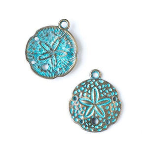 Sand Dollar Charms Sand Dollar Pendants Antiqued Bronze Charms Patina Charms Verdigris Charms Bronze Sand Dollar Nautical Charms 10 pieces