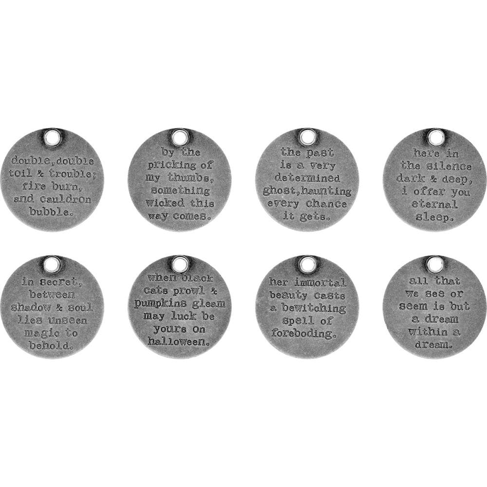 Assorted Charms Word Charms Quote Pendants Halloween Charms Assorted Charms Set Antiqued Silver Quote Charms 8pcs