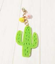 Load image into Gallery viewer, Cactus Pendant Clip on Charm Dangle Charm Clip Green Cactus Charm Pom Pom Pendants Long Chain Pendant 3 5/8&quot;