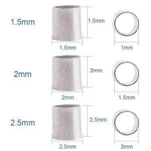 Crimp Beads Silver Crimp Beads Tube Crimp Beads 1.5mm to 2.5mm 3 Sizes Findings Wholesale Crimp Beads 3000pcs Brass