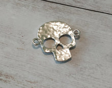 Load image into Gallery viewer, Skull Pendant Connector Antiqued Silver Skull Pendant Sugar Skull Charm Calavera Pendant Skull Link Pendant