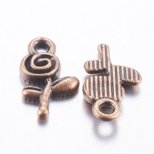 Rose Charms Flower Charms Antiqued Copper Charms Flower Pendants Garden Charms Copper Pendants Copper Flower Charms 6pcs