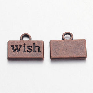 Word Charms Wish Charms Antiqued Copper Word Charms Copper Wish Charms Wish Pendants Inspirational Charms 4 pieces
