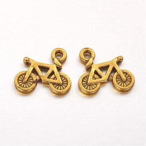 Bicycle Charms Antiqued Gold Bicycle Charms Biking Charms Gold Charms Cycling Charms Bicycle Pendants 2pcs