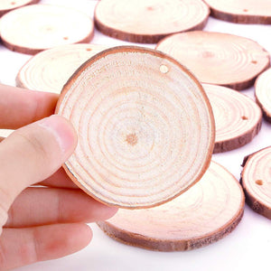 Bulk Wood Slices Blank Wood Slice Ornaments Drilled Wood Slices Wholesale Wood Slices with Jute String 2.36" to 2.75" 30pcs