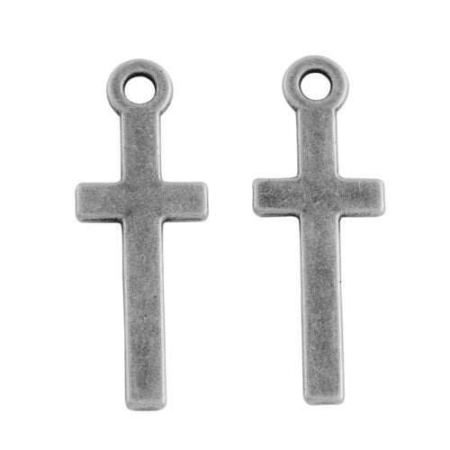 Silver Cross Charms Antiqued Silver Cross pendants Simple Cross Charms Minimalist Charms Religious Charms Christian Charms Catholic Cross 10