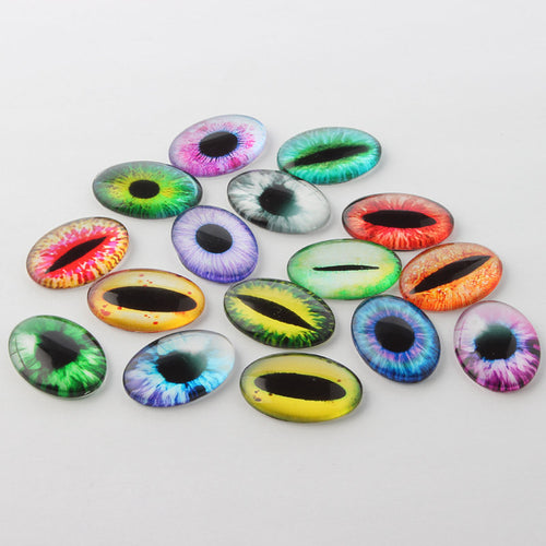 Dragon Eye Cabochons Dragon Eyes Glass Eye Flatbacks Flat Back Cabochons Assorted Cabochons Glass Domes Oval Cabochons 25x18 Flatbacks 20pcs