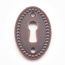 Load image into Gallery viewer, Key Hole Connector Keyhole Pendants Antiqued Copper Oval Keyhole Connectors Steampunk Keyholes 4 pieces Keyhole Links