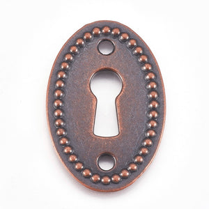 Key Hole Connector Keyhole Pendants Antiqued Copper Oval Keyhole Connectors Steampunk Keyholes 4 pieces Keyhole Links