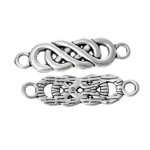 Infinity Pendants Connectors Double Infinity Charms Antiqued Silver Bracelet Connectors 22mm 45pcs Bulk Charms Wholesale Charms