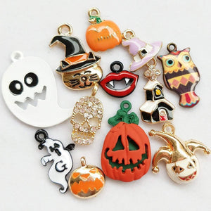 Halloween Charms Set Enamel Charms Assorted Charms Mixed Charms Lot Gold Charms Wholesale Charms October Charms Holiday Charms 12pcs