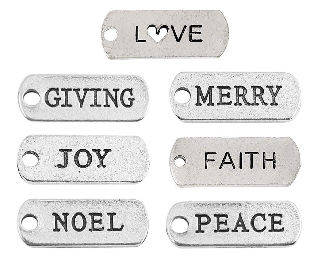 Word Charms Word Pendants Quote Charms Christmas Charms Christmas Words Charms Silver Word Charms Assorted Charms 50pcs