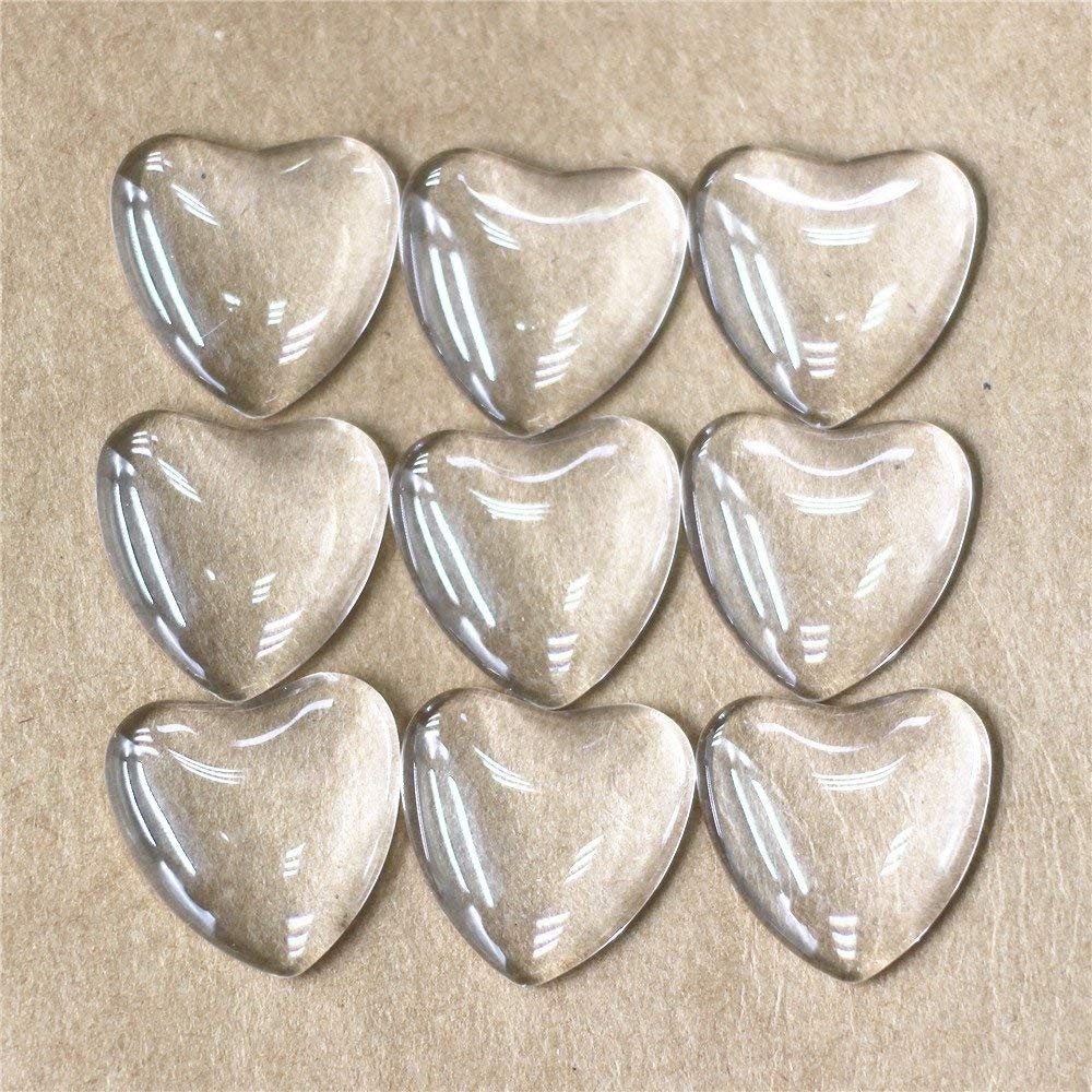 Heart Cabochons Clear Glass Heart Flatbacks Heart Domes Clear Heart Cabochons 25mm Cabochons Flat Back Glass BULK Cabochons 50pcs