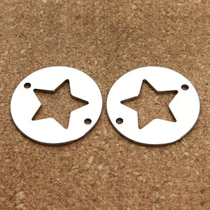 Star Connector Charms Star Charms Cut Out Star Pendants Star Link Charms Silver Star Charms 5 Point Star Charms Stainless Steel Charms 15pcs