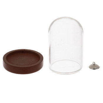 Cloche Pendant Glass Vial with Base Dome Glass Vial Set Terrarium Vial Kit Necklace Vial Bottle Necklace Kit DIY Craft